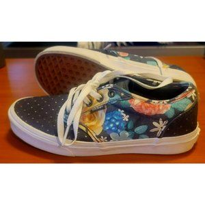 Vans Off The Wall Black Floral Classic Skate Sneaker Shoes Womens Sz 7.5